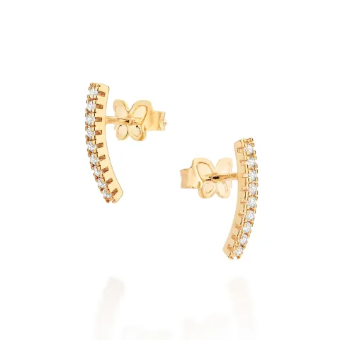 Brinco Palito Folheado a Ouro 18k Com Zircônias - 527242