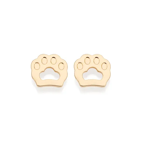 BRINCO PATA DE PET VAZADA BANHADO A OURO 18K - TAM.ÚNICO 527439