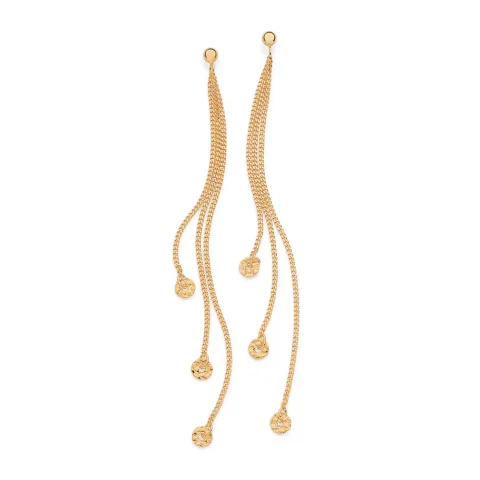 BRINCO PÊNDULO BANHADO A OURO 18K COM ESFERAS - TAM.ÚNICO 527408