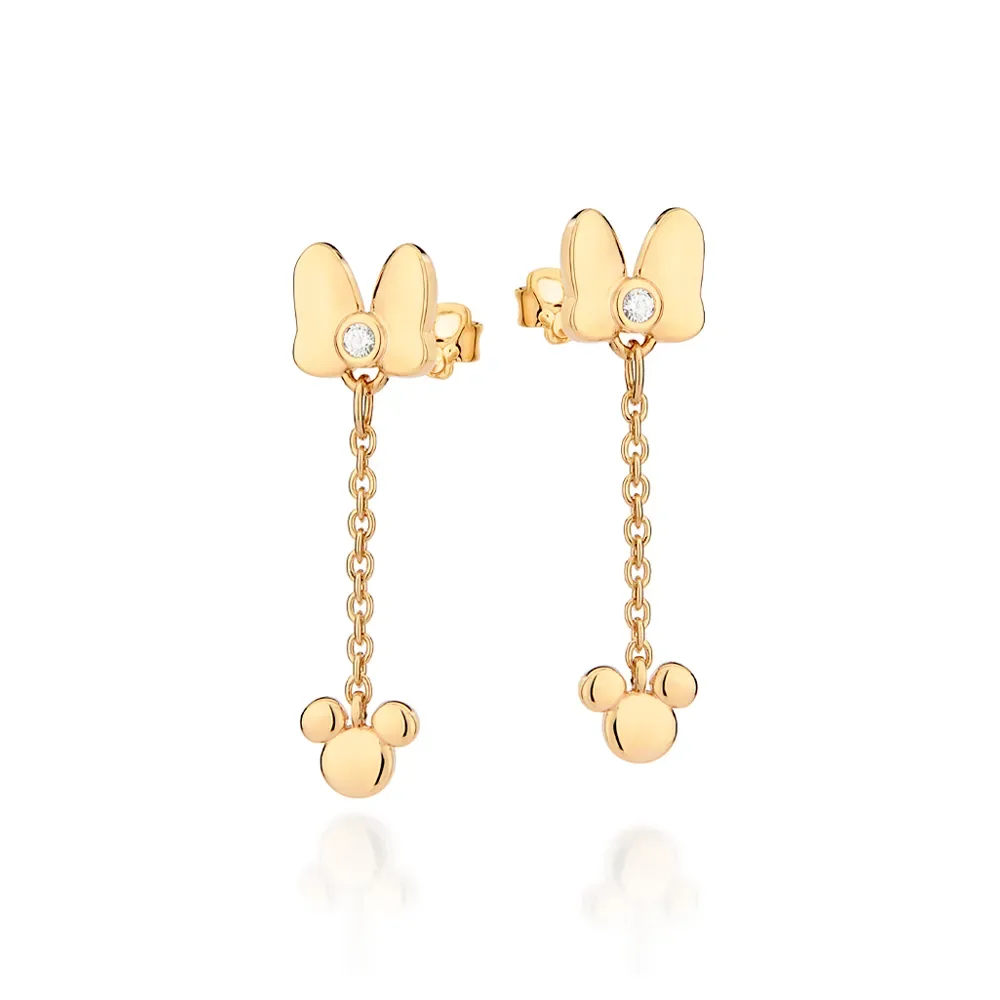 Brinco Pêndulo Laço Minnie Banhado a Ouro 18k Com Zircônias - tam.único 527315