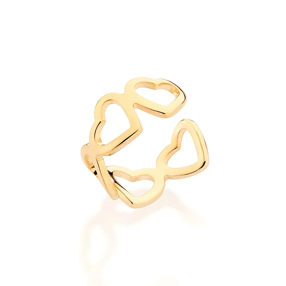 Brinco piercing de pressão coração banhado a ouro 18k -  527289
