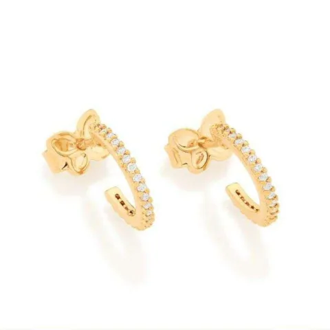 Brinco Rommanel Folheado A Ouro Argola Delicada Com Zirconias 526511