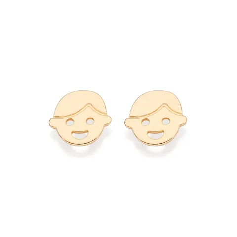 BRINCO ROSTO DE MENINO BANHADO A OURO 18K - TAM.ÚNICO 527438