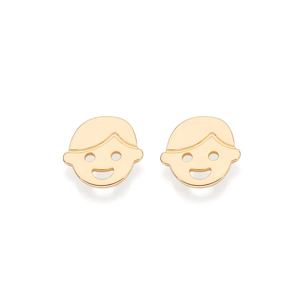 BRINCO ROSTO DE MENINO BANHADO A OURO 18K - TAM.ÚNICO 527438
