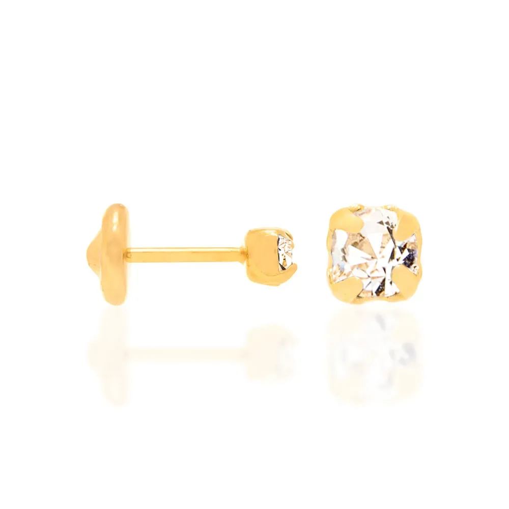 BRINCO SOLITÁRIO INFANTIL BANHADO A OURO 18K COM ZIRCÔNIAS - TAM.ÚNICO 527137 BRANCO