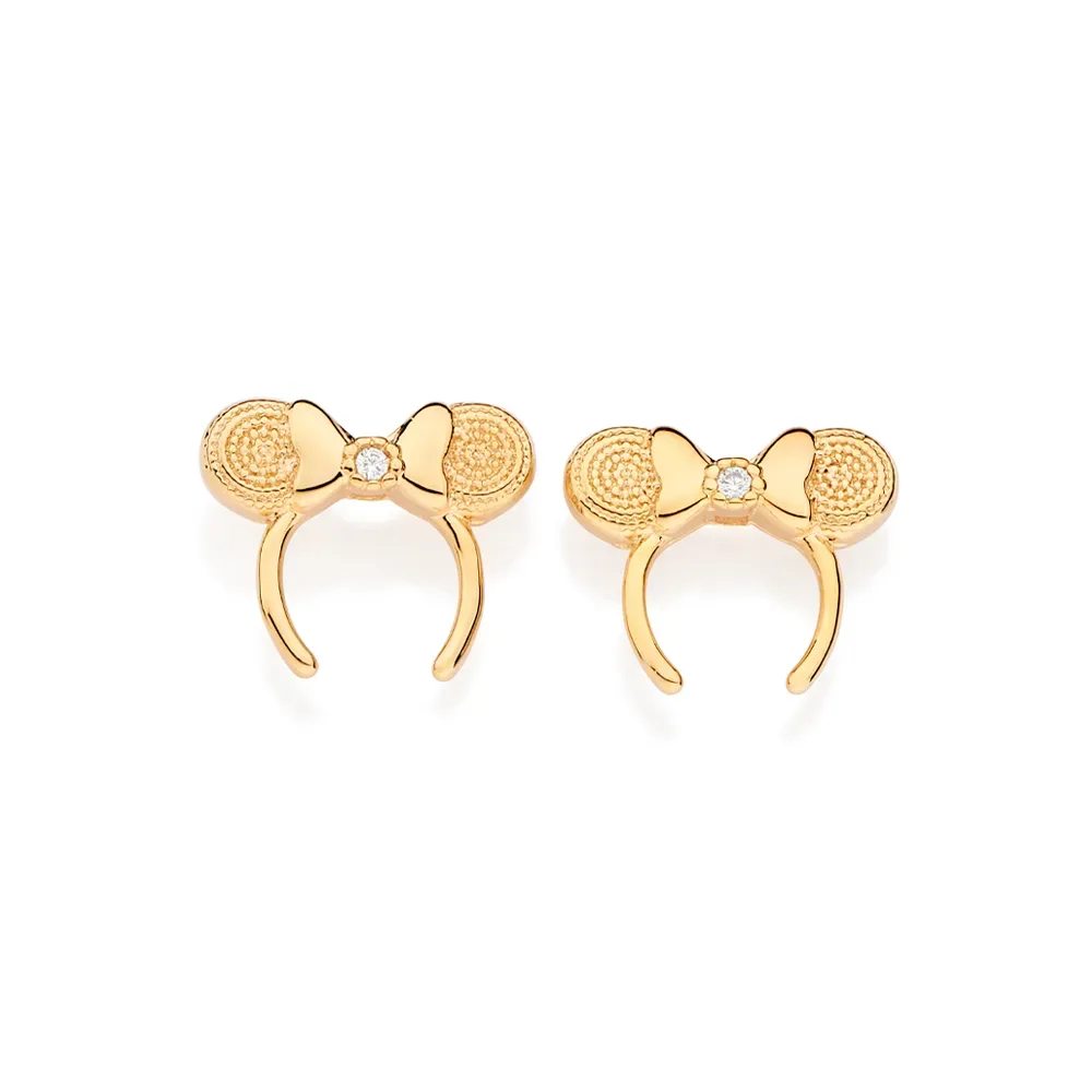 Brinco Tiara Minnie Banhado a Ouro 18k com Zircônias - tam.único 527312