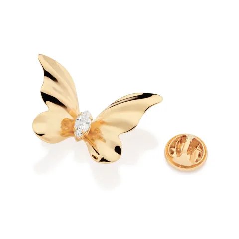 BROCHE BORBOLETA BANHADO A OURO 18K COM ZIRCÔNIA - TAM.ÚNICO 542856
