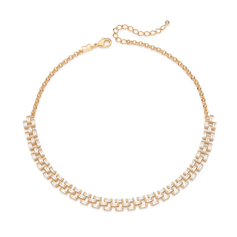 Chocker Folheada a Ouro 18k Com Zircônias - Tam.40 532509