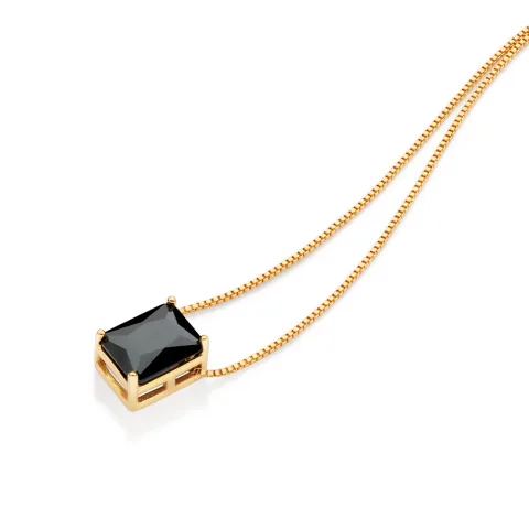 Cordão com pingente solitário folheado a ouro 18k com zircônia - tam.60 5325006027