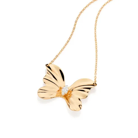 GARGANTILHA BORBOLETA BANHADA A OURO 18K COM ZIRCÔNIA - TAM.50 532545