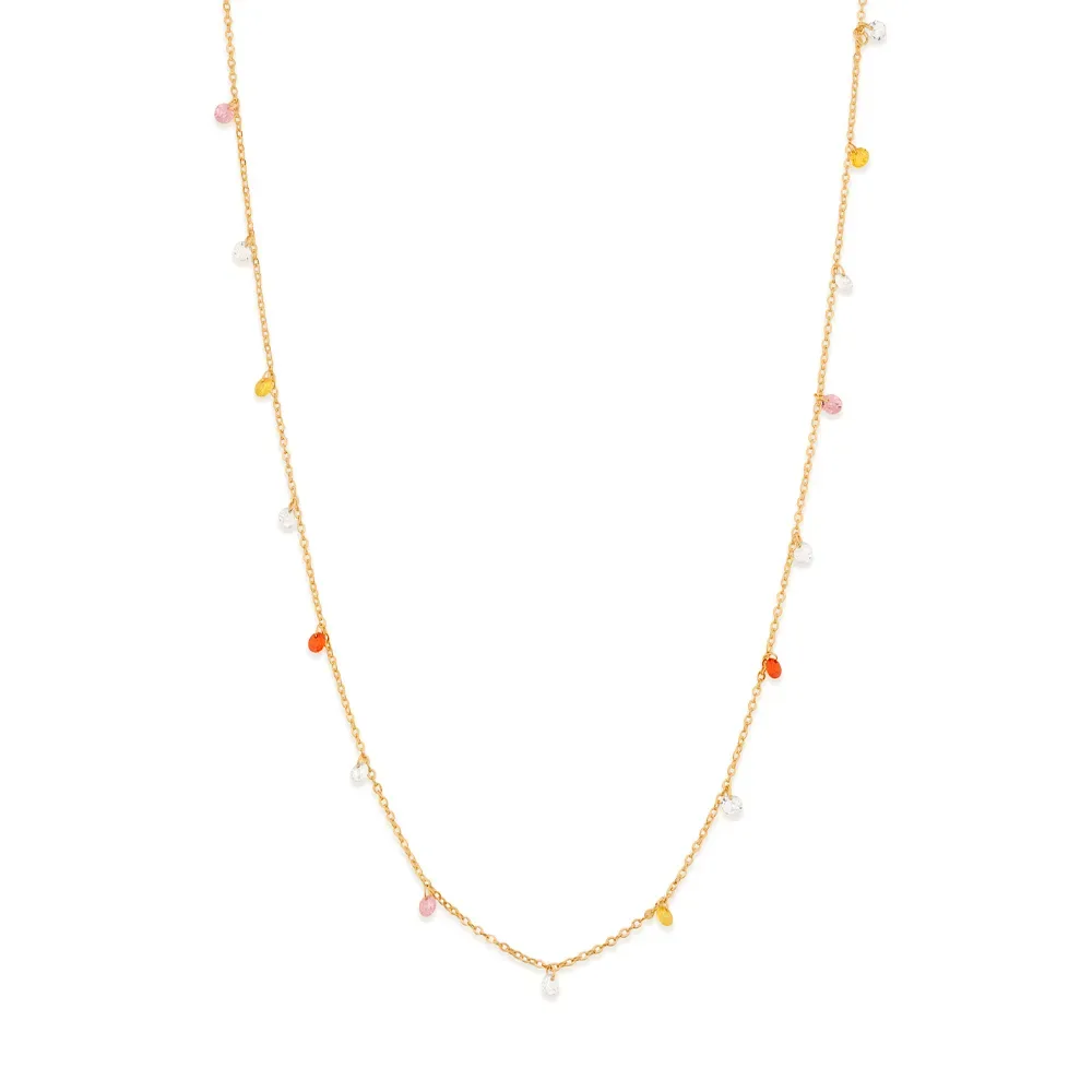 GARGANTILHA COM CRISTAIS PENDURADOS BANHADA A OURO 18K - TAM.50 532109