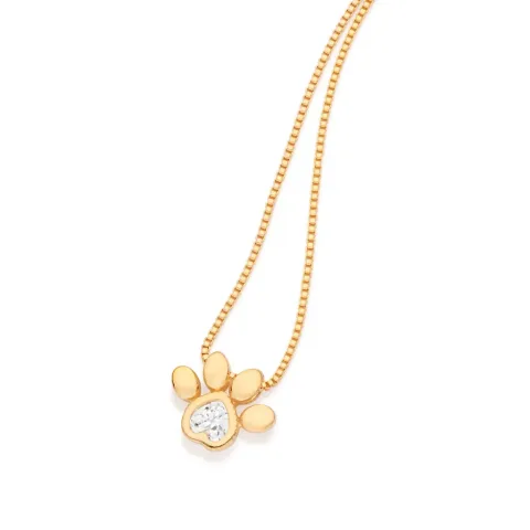 Gargantilha Com Pingente Pata De Pet Banhado A Ouro 18k Com Zircônia - tam.50 532518