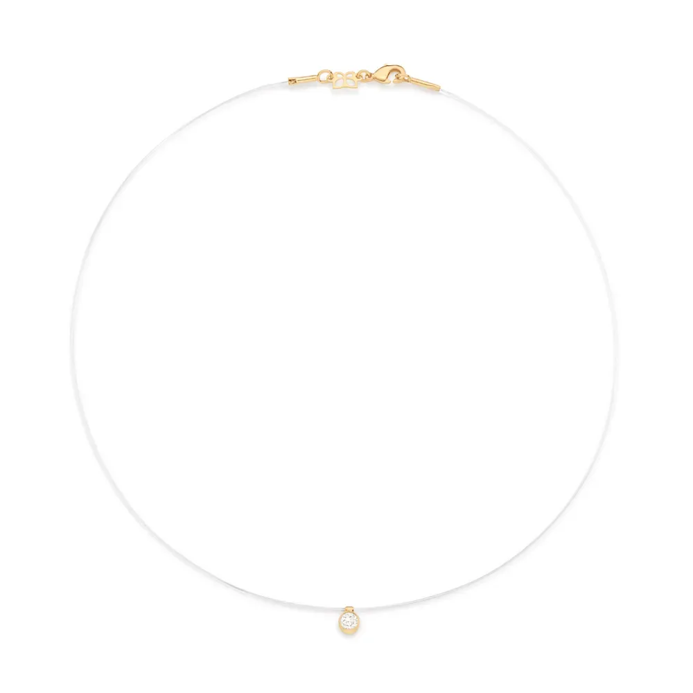 GARGANTILHA FORMADA POR FIO DE NYLON COM ZIRCÔNIA
