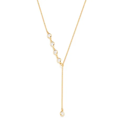GARGANTILHA GRAVATA AJUSTÁVEL BANHADA A OURO 18K COM ZIRCÔNIAS - TAM.70 532185