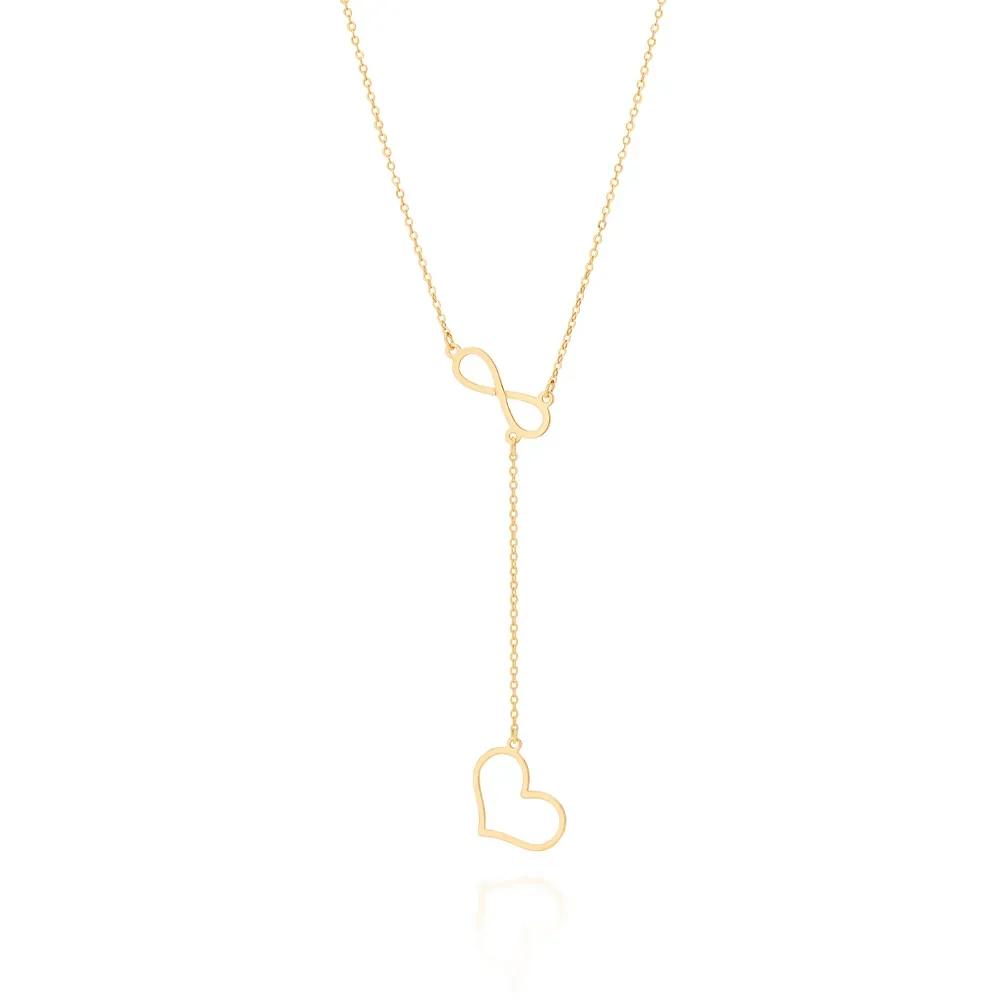 GARGANTILHA GRAVATA AMOR ETERNO BANHADA A OURO 18K - TAM.45 532068