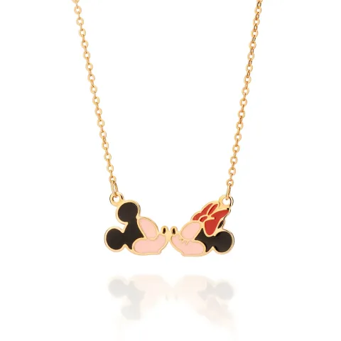 GARGANTILHA MICKEY E MINNIE BANHADA A OURO 18K COM APLICAÇÃO DE RESINA - TAM.50 532525
