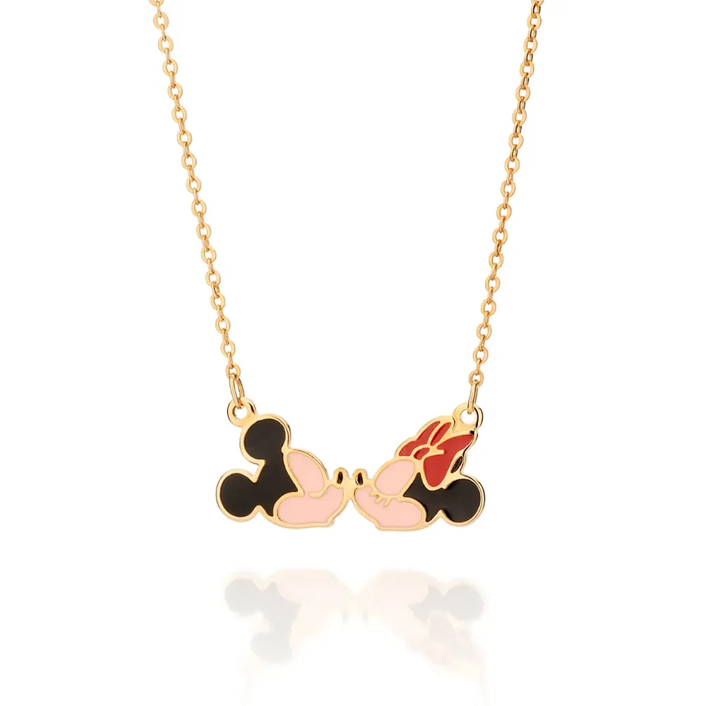 GARGANTILHA MICKEY E MINNIE BANHADA A OURO 18K COM APLICAÇÃO DE RESINA - TAM.50 532525
