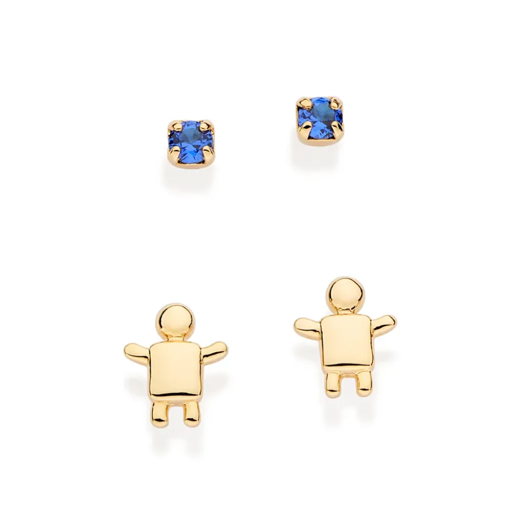 Kit Brinco Menino Banhado a Ouro 18k com zircônias - tam.único 527271