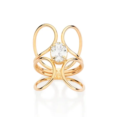 MAXI ANEL BANHADO A OURO 18K COM ZIRCÔNIA 513479