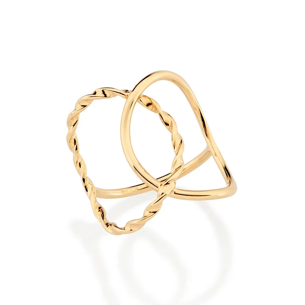MAXI ANEL CÍRCULOS VAZADOS BANHADO A OURO 18K 513531