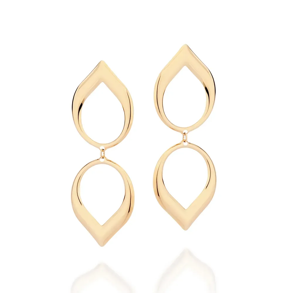 MAXI BRINCO GOTAS VAZADO BANHADO A OURO 18K - TAM.ÚNICO 527333
