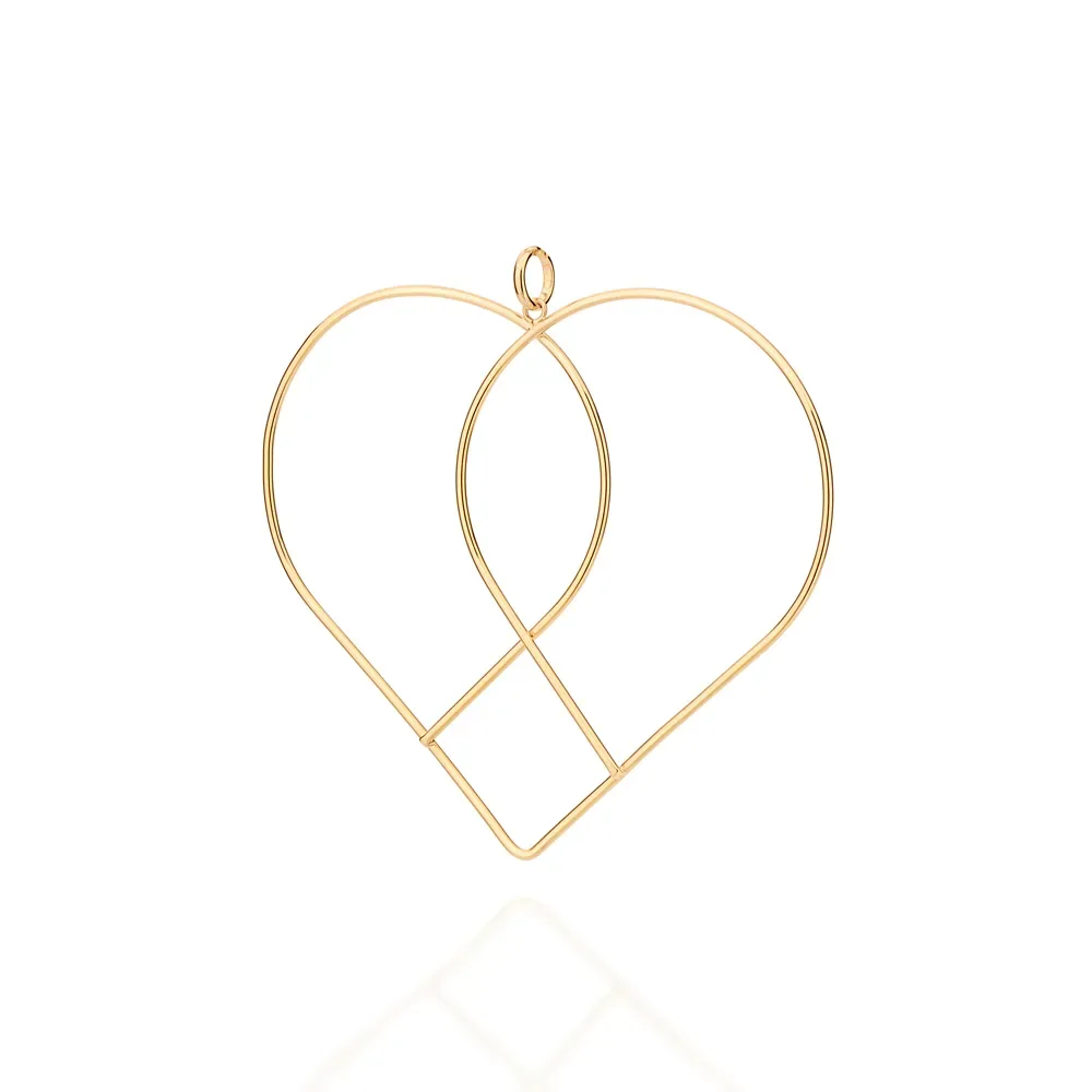 Maxi pingente coração banhado a ouro 18k - tam.único 542630