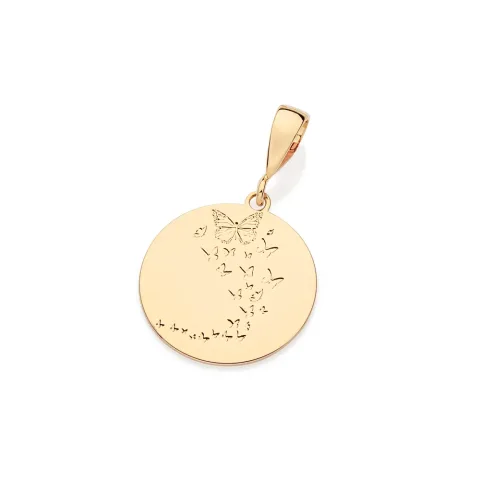 MEDALHA BORBOLETAS PERSONALIZÁVEL BANHADA A OURO 18K - TAM.ÚNICO 542851
