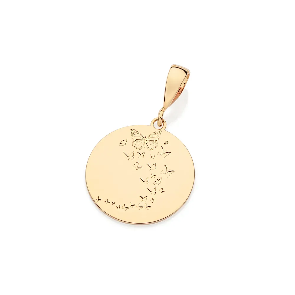 MEDALHA BORBOLETAS PERSONALIZÁVEL BANHADA A OURO 18K - TAM.ÚNICO 542851