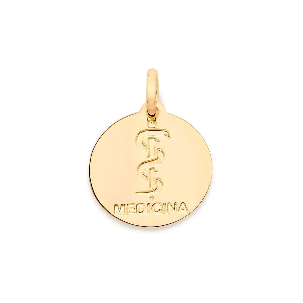 MEDALHA PROFISSÃO MEDICINA BANHADA A OURO 18K - TAM.ÚNICO 542295