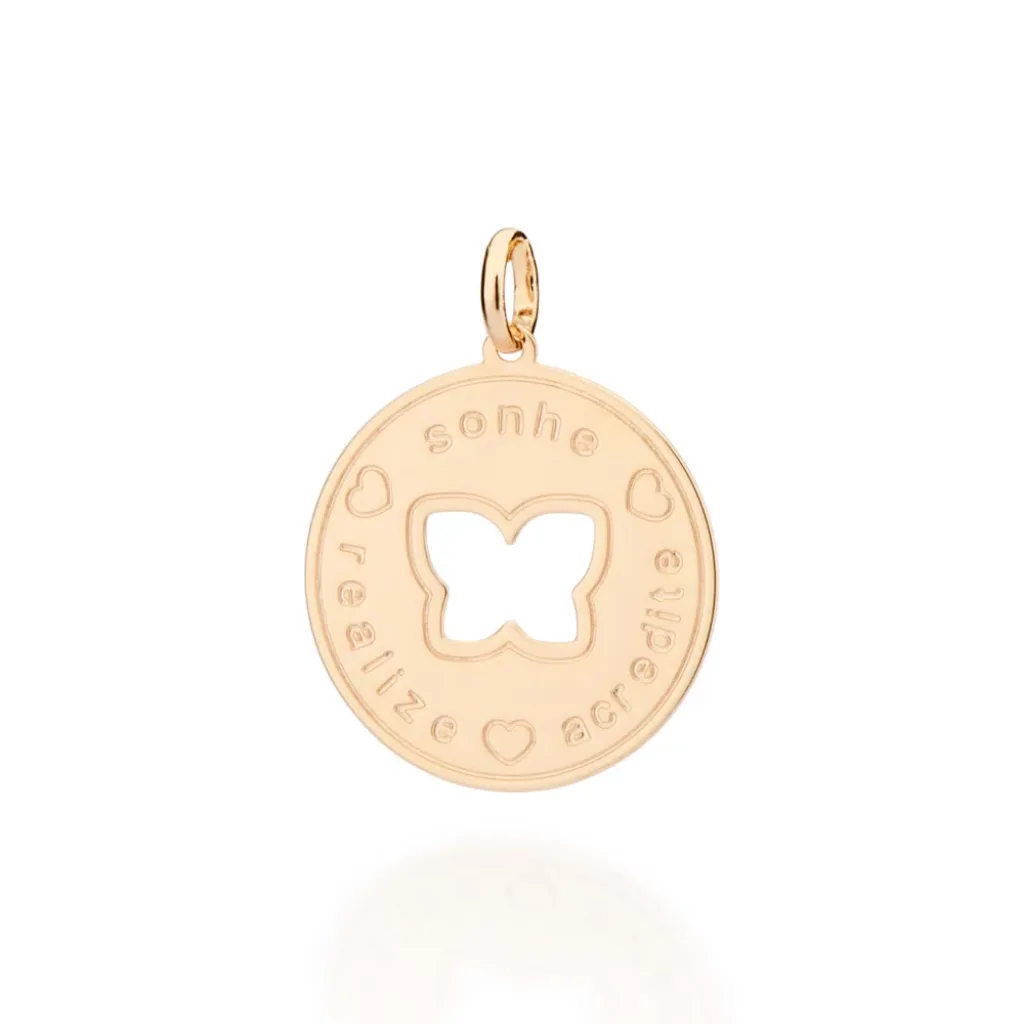 Medalha Sonhe, Realize E Acredite Folheado A Ouro - tam.único 542718