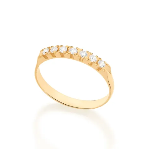 Meia Aliança Folheada a Ouro 18k com Zircônias 512909