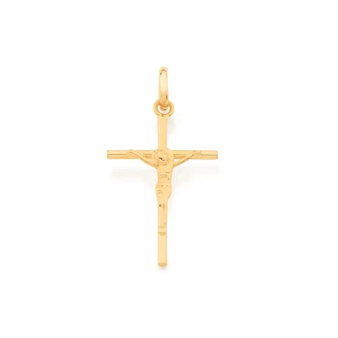 PINGENTE BANHADO A OURO 18K CRUZ COM CRISTO - TAM.ÚNICO 540027