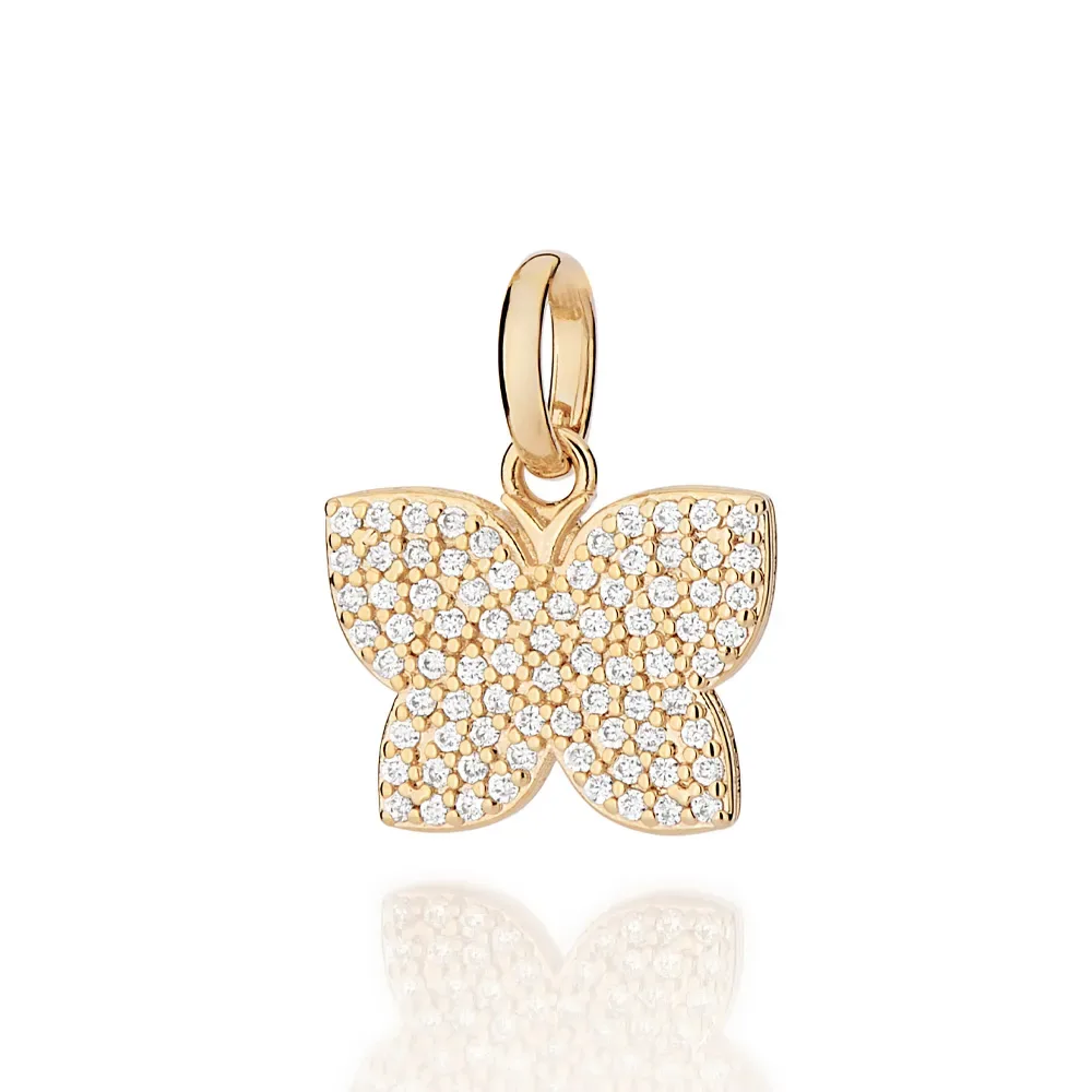 PINGENTE BORBOLETA BANHADO A OURO 18K COM ZIRCÔNIAS - TAM.ÚNICO 542874