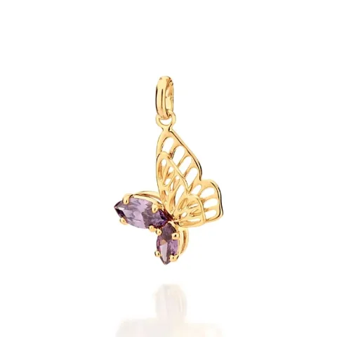 Pingente Borboleta Folheado a Ouro com Zircônias - tam.único 542678