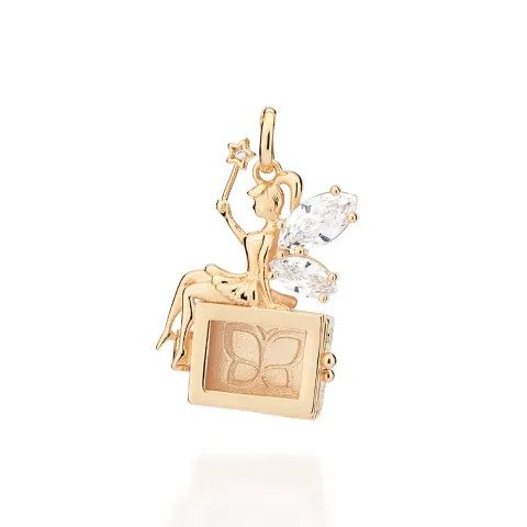 Pingente Caixa Fada Do Dente Folheado a Ouro 18k Com Zircônias - 542789