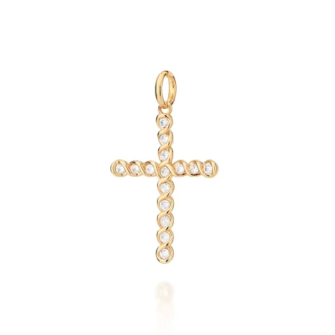Pingente Cruz Folheado a Ouro 18k Com Zircônias - 542775