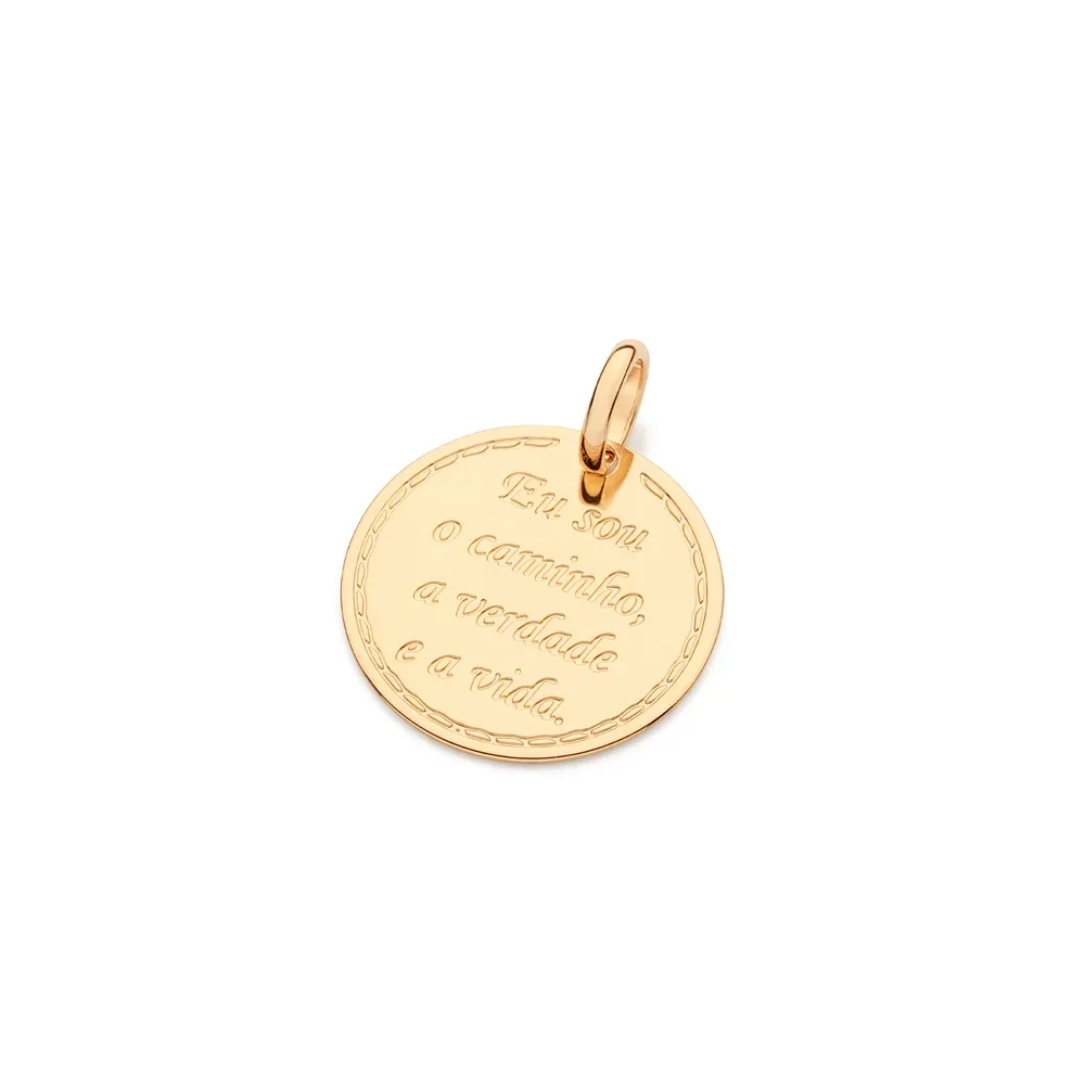 PINGENTE EU SOU O CAMINHO, A VERDADE E A VIDA BANHADO A OURO 18K 542969
