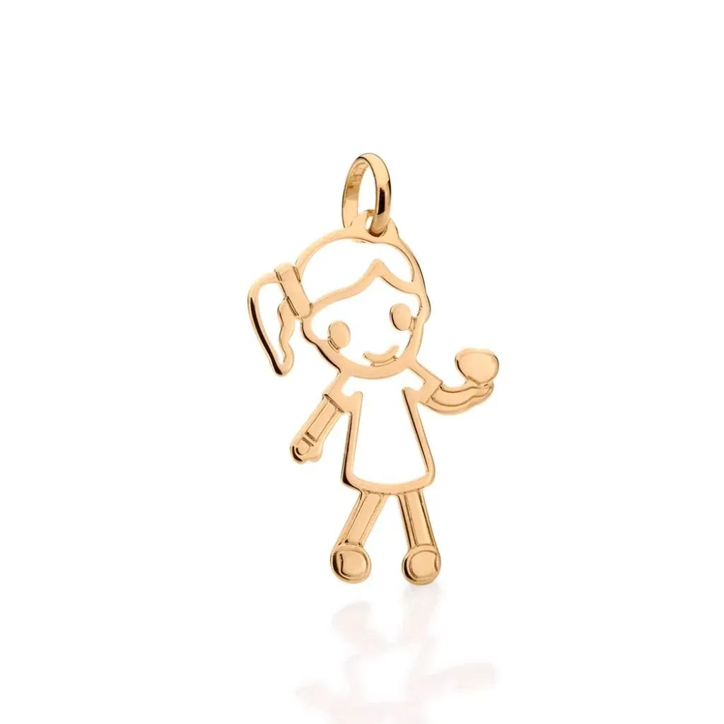 Pingente Folheado A Ouro Menina - tam.único 541304