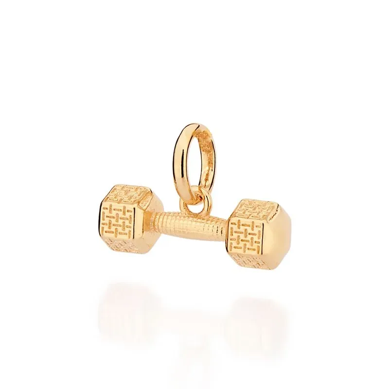 Pingente halter de academia folheado a ouro 18k - 542772