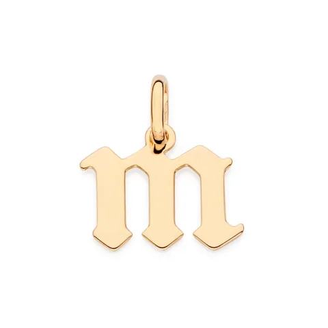Pingente Letra Gótica Folheada a ouro 18k-Letra M - 542787