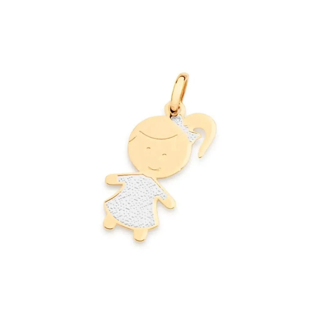 Pingente Menina Folheado A Ouro Com Aplicação De Rhodium - tam.único 542453
