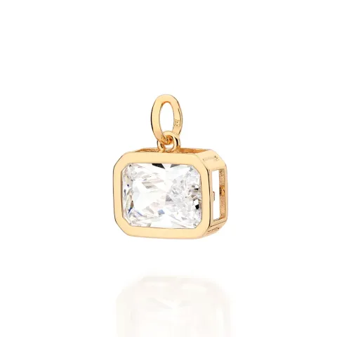 PINGENTE OCTAGONAL BANHADO A OURO 18K COM ZIRCÔNIA 542993