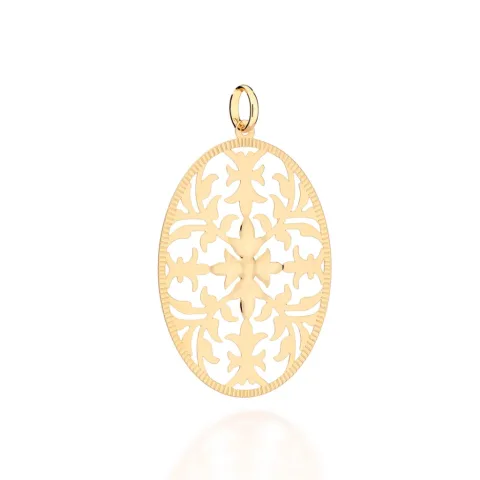 Pingente Oval Trabalhado Folheado A Ouro - tam.único 542727