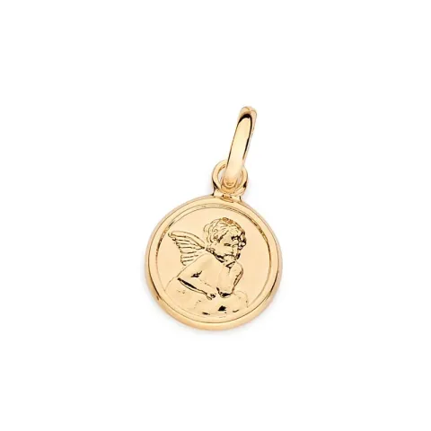 Pingente redondo anjo da guarda folheado a ouro 18k - tam.único 542778