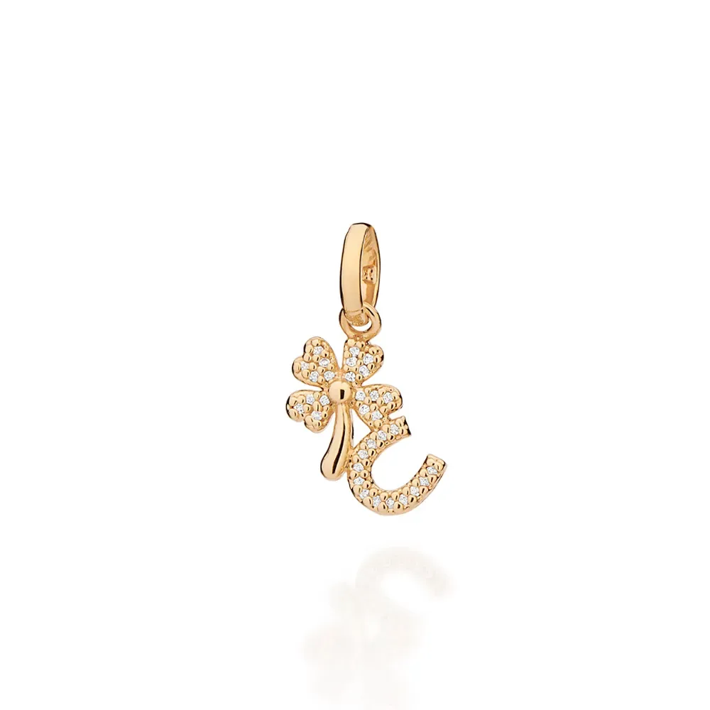 PINGENTE TREVO E FERRADURA BANHADO A OURO 18K COM ZIRCÔNIAS 542985
