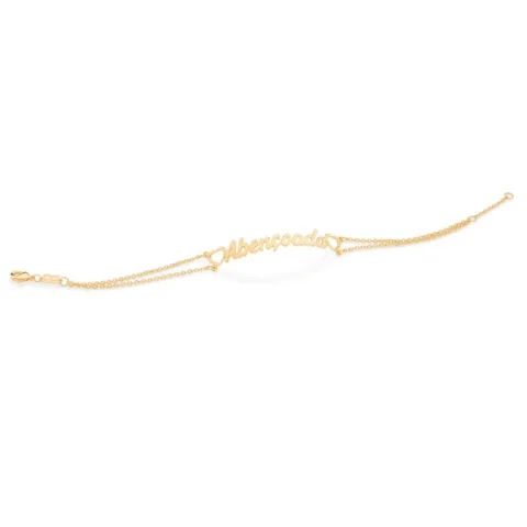 Pulseira Abençoada Com Corações Folheada A Ouro - tam.20 552056