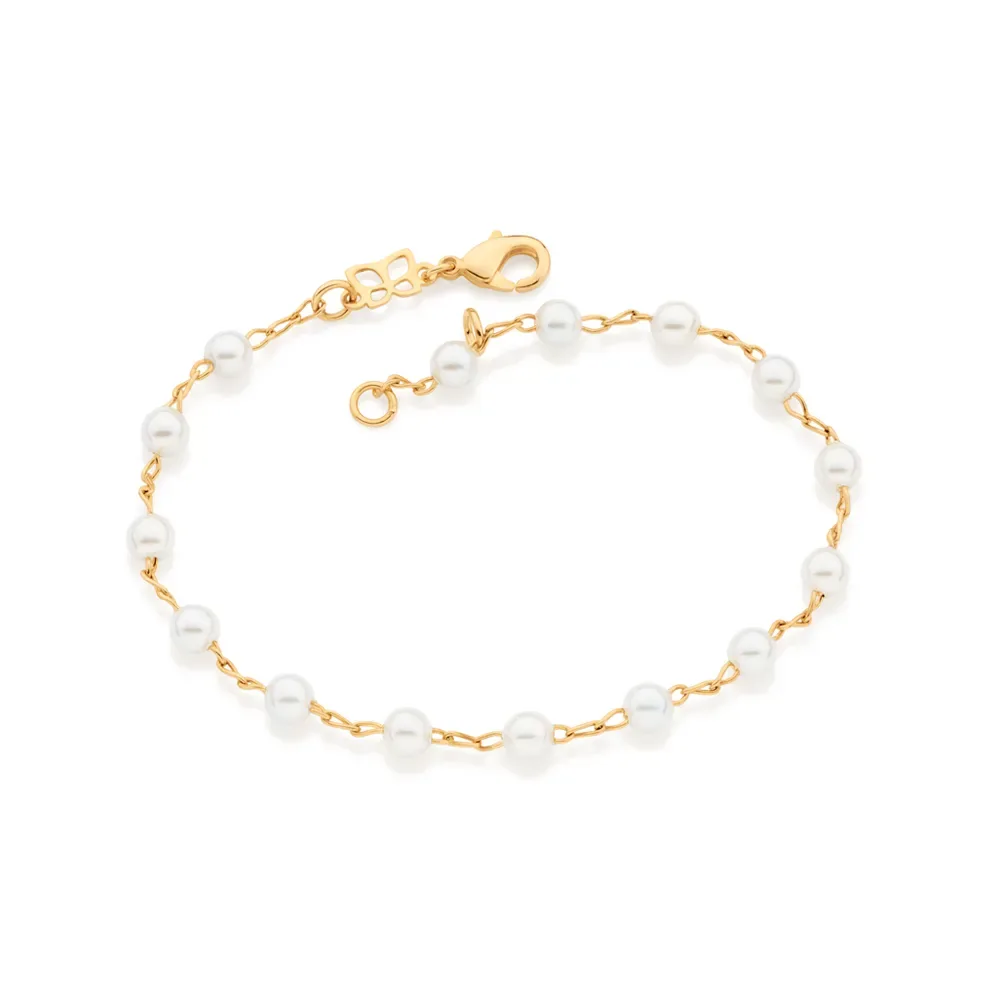 PULSEIRA BANHADA A OURO 18K COM PERÓLAS SINTÉTICAS - TAM.19 551350