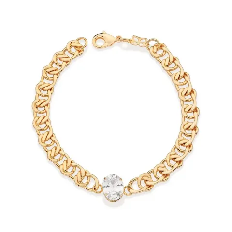 PULSEIRA BANHADA A OURO 18K COM ZIRCÔNIA - TAM.19 55217819