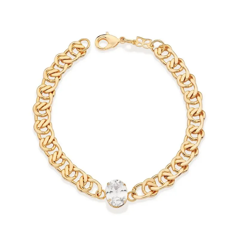 PULSEIRA BANHADA A OURO 18K COM ZIRCÔNIA - TAM.19 55217819