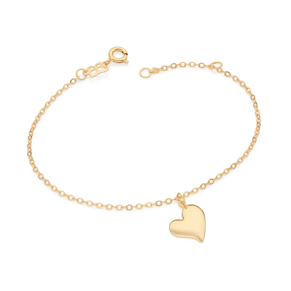 PULSEIRA COM PINGENTE DE CORAÇÃO BANHADA A OURO 18K - TAM.19 552181